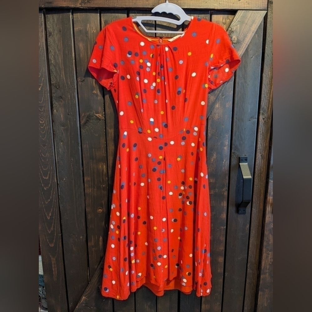 Boden dark orange polka dots dress, size 2